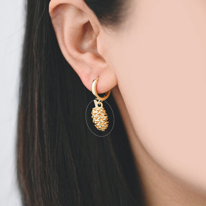 10pcs Gold Pine Cone 3D Charms 19x9mm, Real Gold plated Brass, Lead Nickel Free (GB-4589-G)