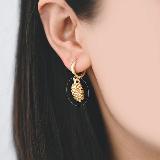 10pcs Gold Pine Cone 3D Charms 19x9mm, Real Gold plated Brass, Lead Nickel Free (GB-4589-G)