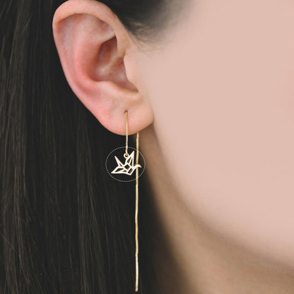 10pcs Origami Paper Crane Charms, Real Gold plated Brass Bird Pendants 13x9mm (GB-1053)