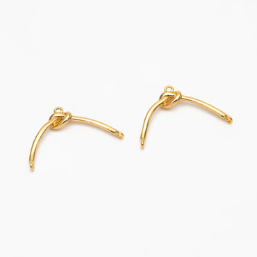 10pcs Gold Knot Connectors, 18K Gold plated Brass, 3 Loops Connector (GB-4405)