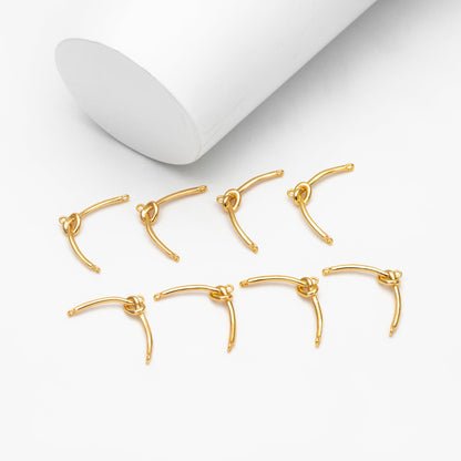 10pcs Gold Knot Connectors, 18K Gold plated Brass, 3 Loops Connector (GB-4405)