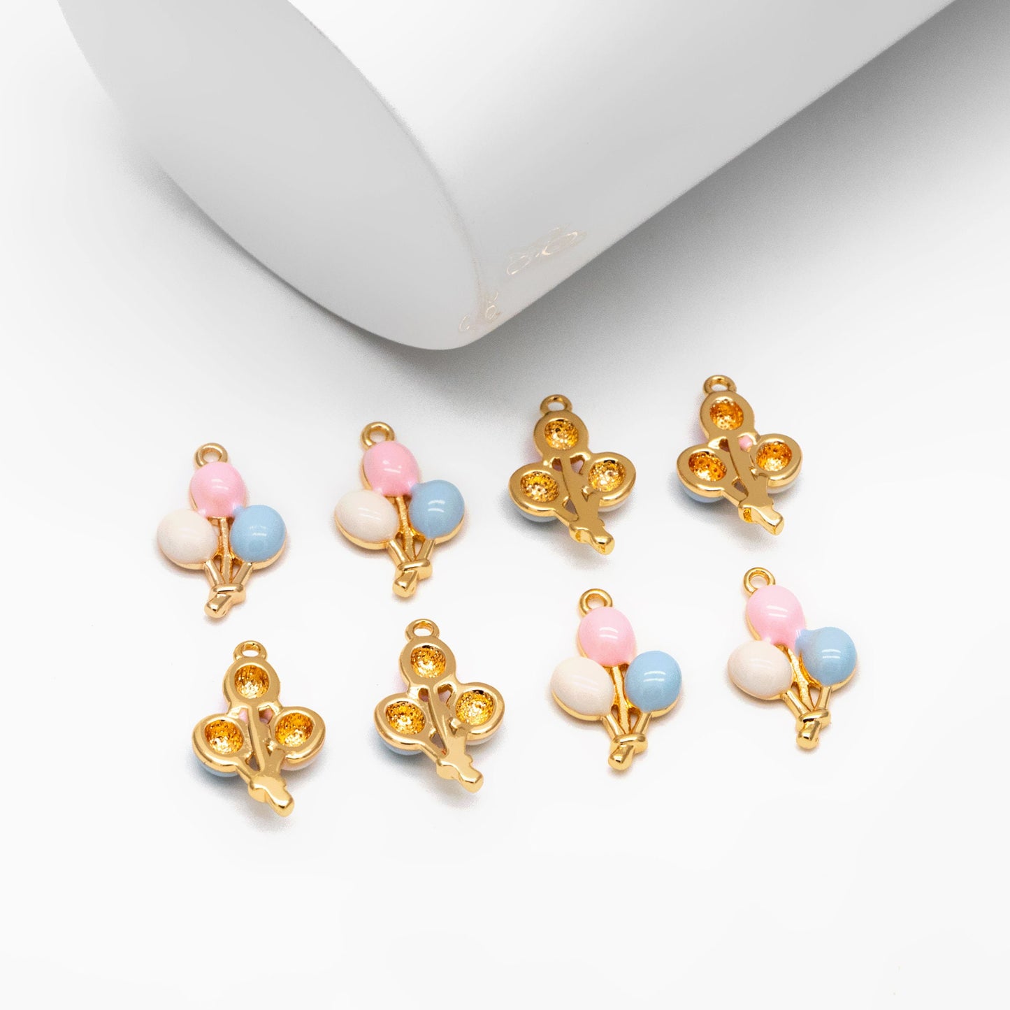 10pcs Gold Enamel Balloon Charms, 18K Real Gold plated Brass, Cute Charms (GB-4407)