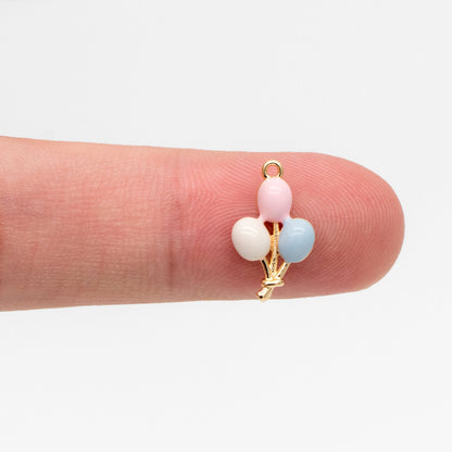 10pcs Gold Enamel Balloon Charms, 18K Real Gold plated Brass, Cute Charms (GB-4407)