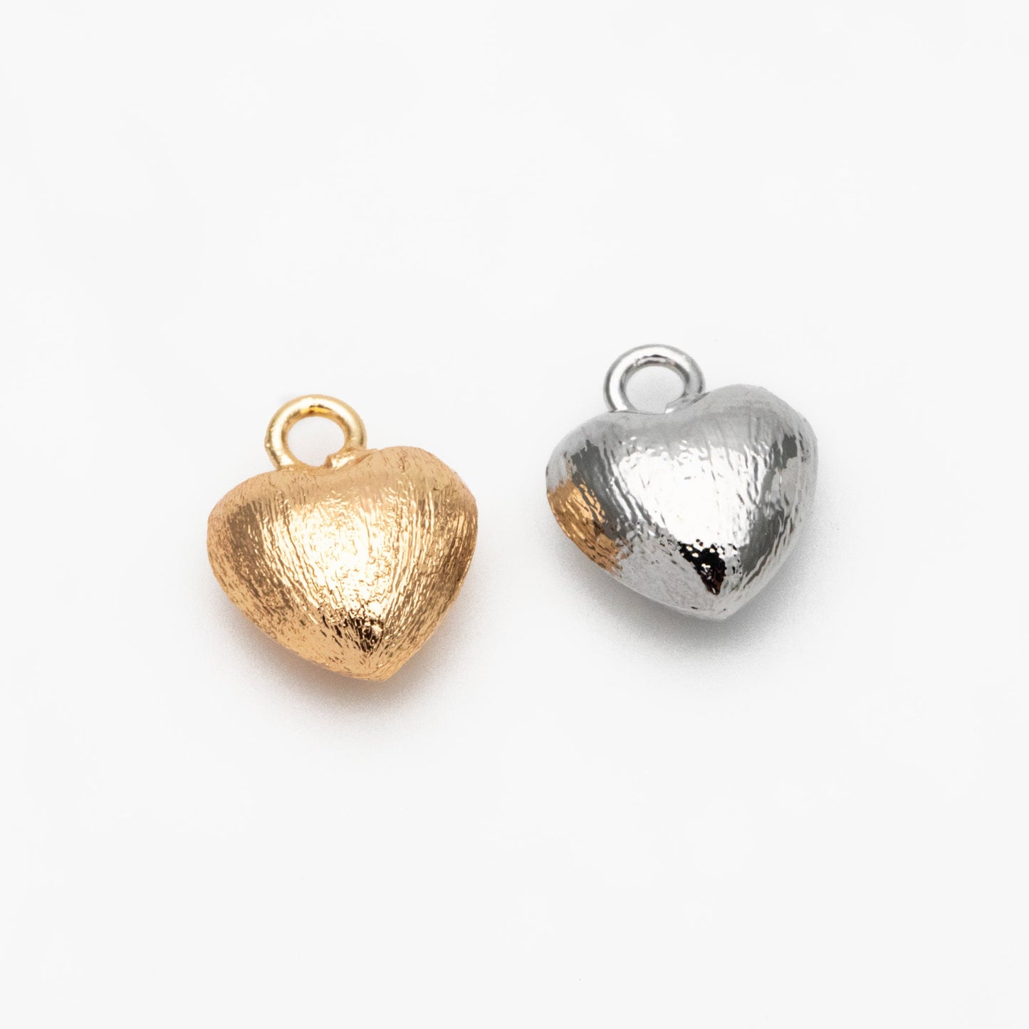 10pcs Gold/ Silver Tone Brushed Heart Charm 13x10mm, 18K Gold/ Rhodium plated Brass, Heart Pendants (GB-4420)