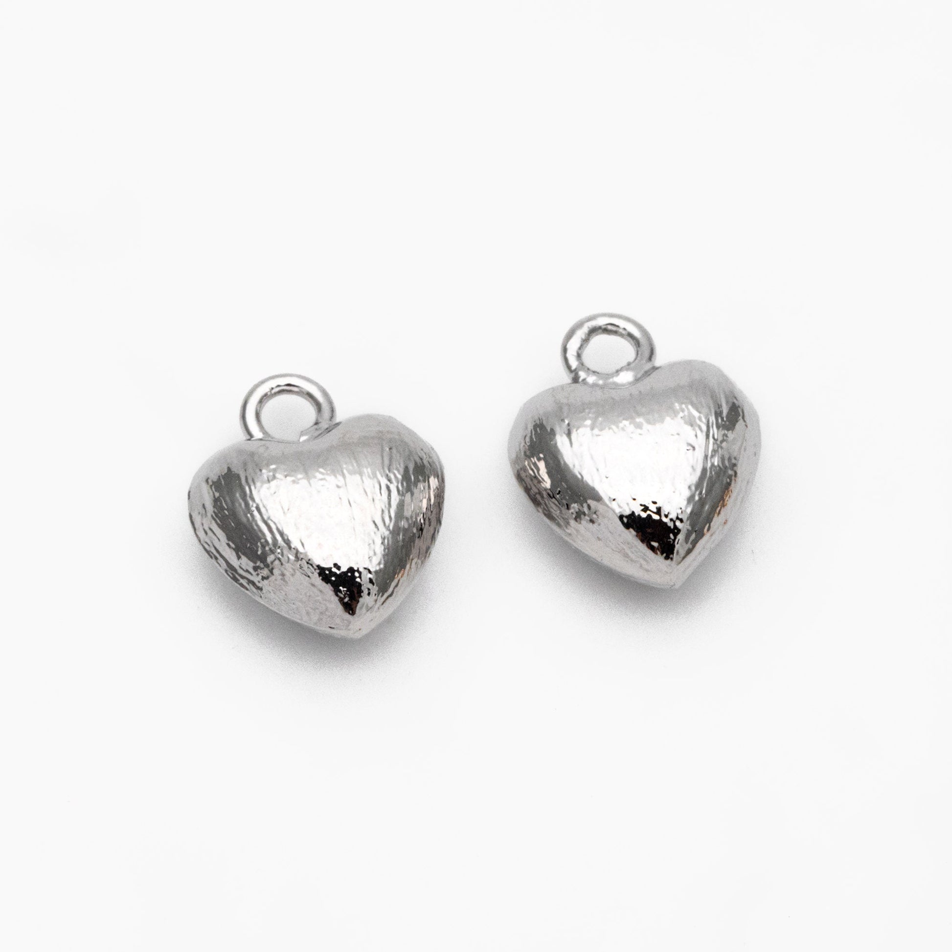 10pcs Gold/ Silver Tone Brushed Heart Charm 13x10mm, 18K Gold/ Rhodium plated Brass, Heart Pendants (GB-4420)