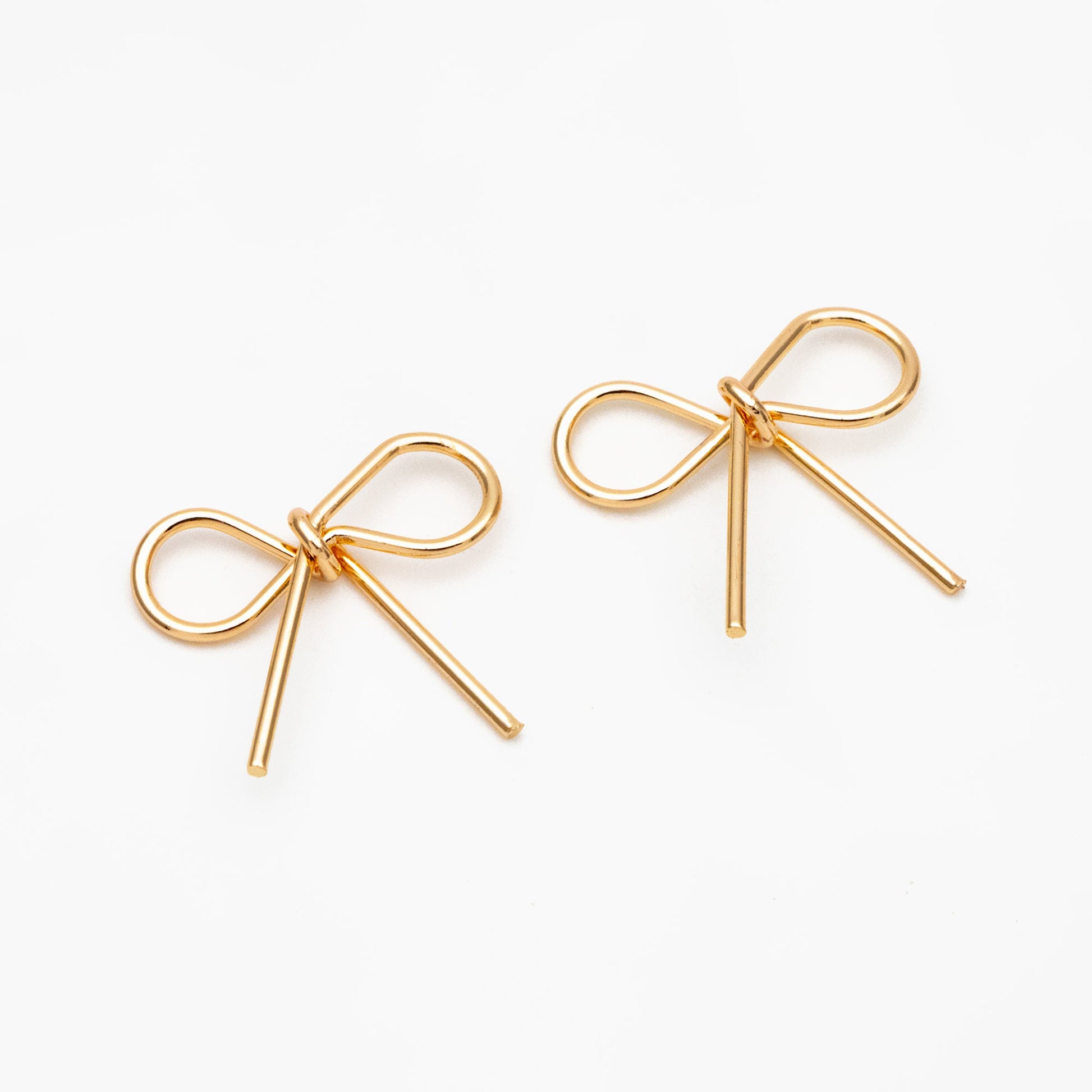 10pcs Gold/ Silver Bowknot Charms, 18K Gold/ Rhodium plated Brass Bow Pendant (#GB-2745-D)
