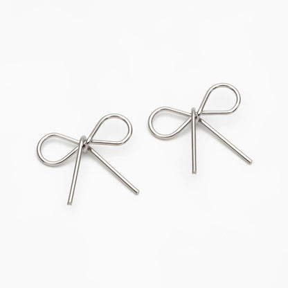 10pcs Gold/ Silver Bowknot Charms, 18K Gold/ Rhodium plated Brass Bow Pendant (#GB-2745-D)