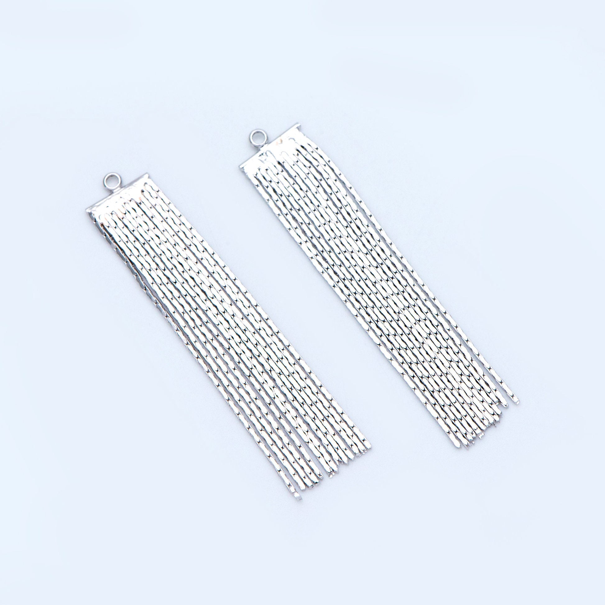 4pcs Gold/ Silver tone Chain Tassels 47x9mm, Gold/ Rhodium plated Brass Tassel Charm Pendants (GB-945-F)