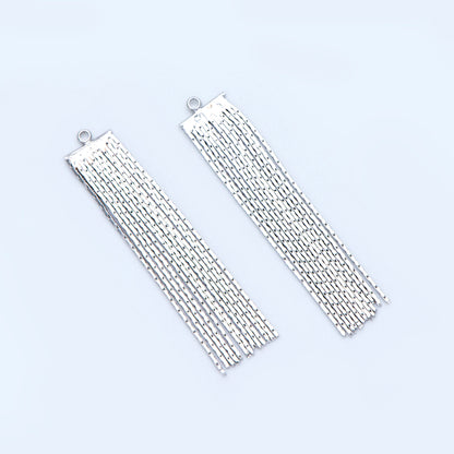 4pcs Gold/ Silver tone Chain Tassels 47x9mm, Gold/ Rhodium plated Brass Tassel Charm Pendants (GB-945-F)
