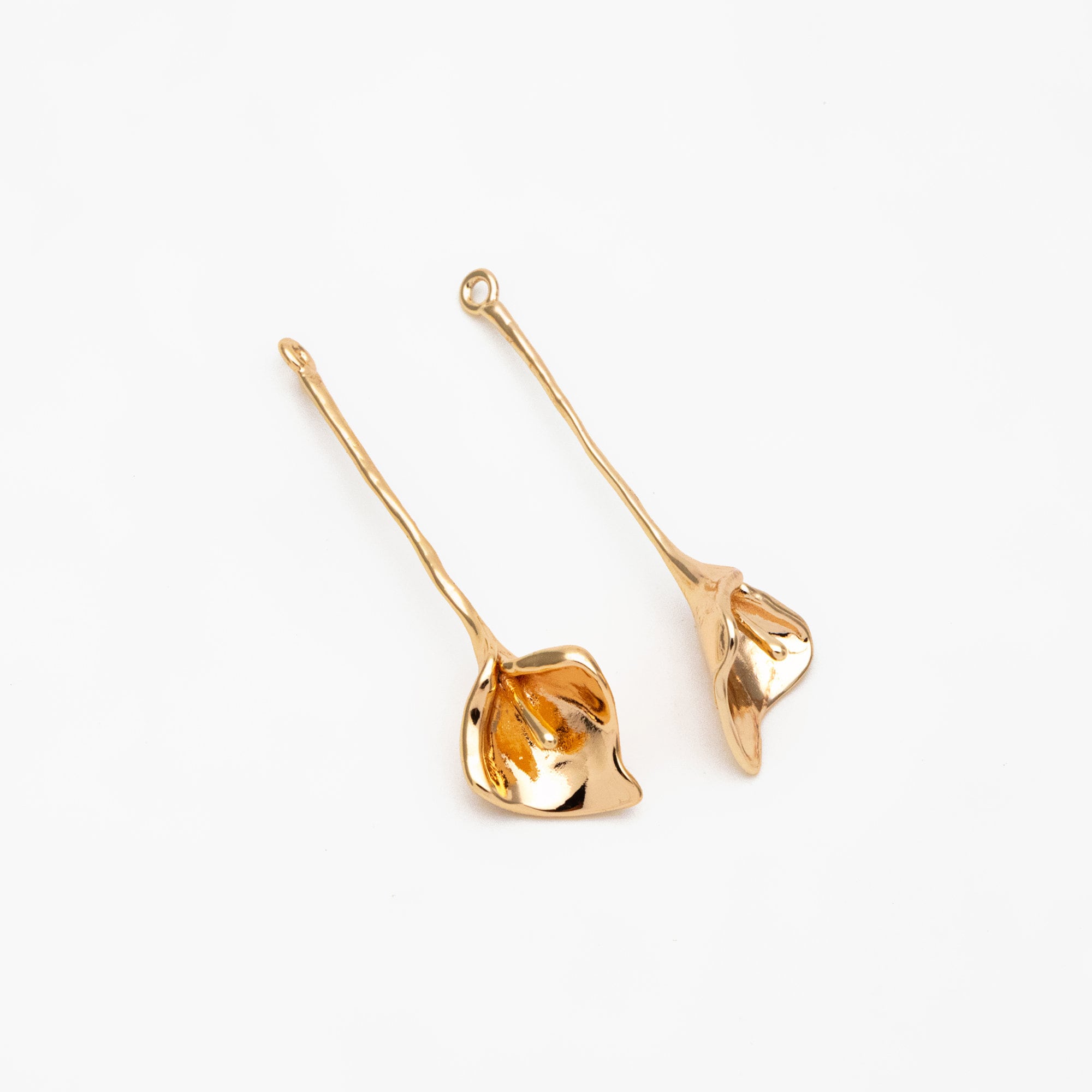 4pcs Gold Calla lily Charms 39x11mm, 18K Real Gold plated Brass Flower Pendants (GB-954-A)