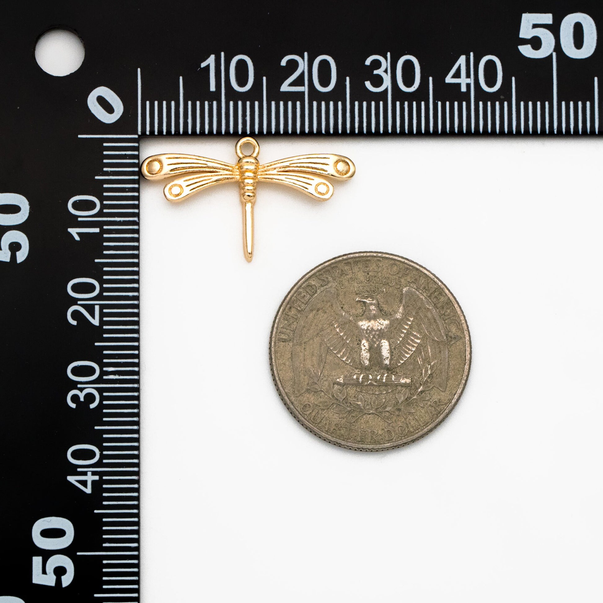 4pcs Gold Dragonfly Charm, 18K Gold Plated Brass, Cute Dragonfly Pendants (GB-3196-E)