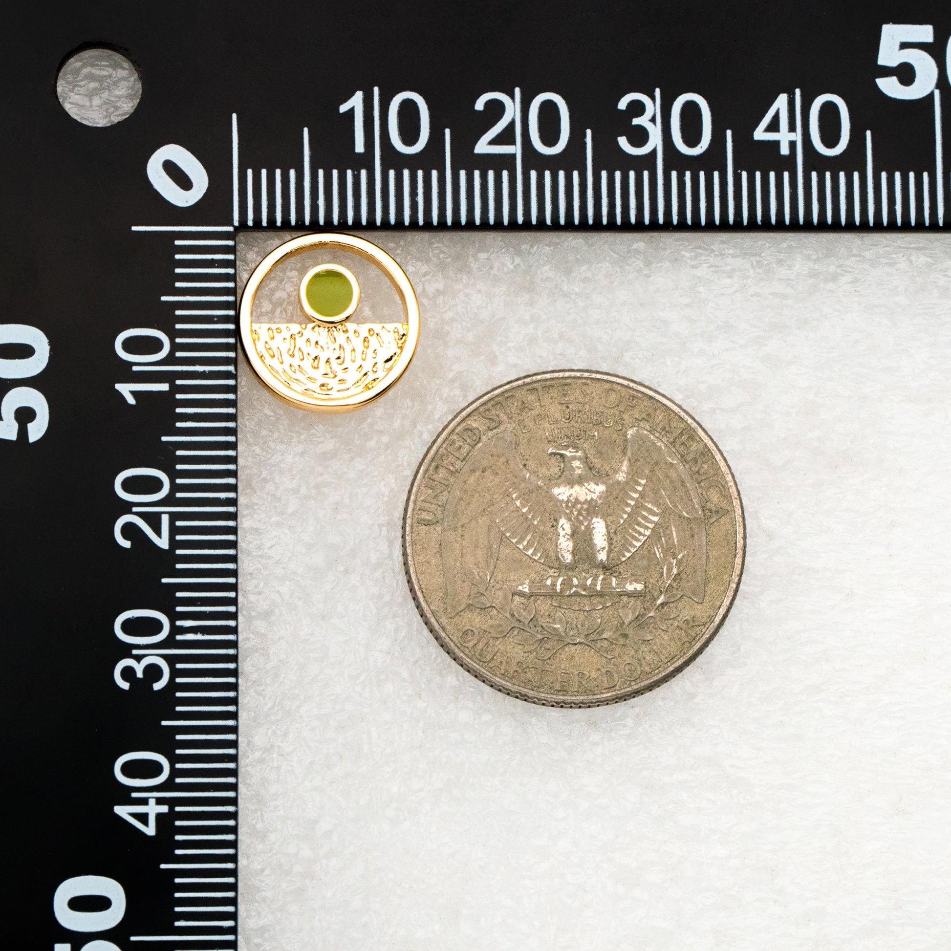 4pcs Gold Enamel Round Earrings 13mm, 18K Gold plated Brass, Geometric Stud Earrings (GB-4399)