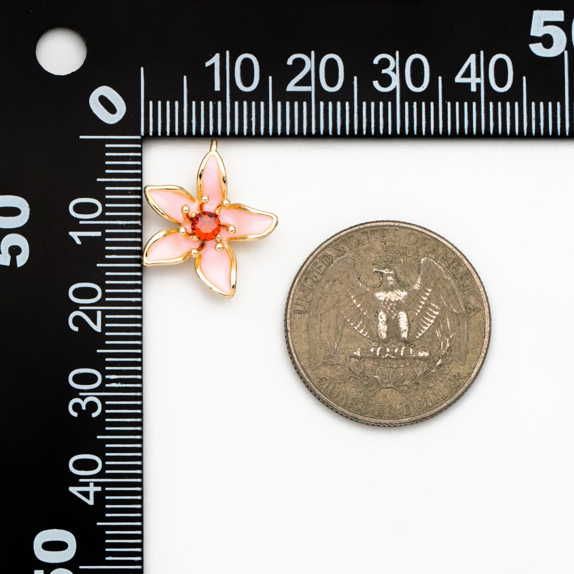 4pcs Gold Enamel Flower Charms, 18K Real Gold plated Brass, Floral Earring Pendants (GB-3950-C)