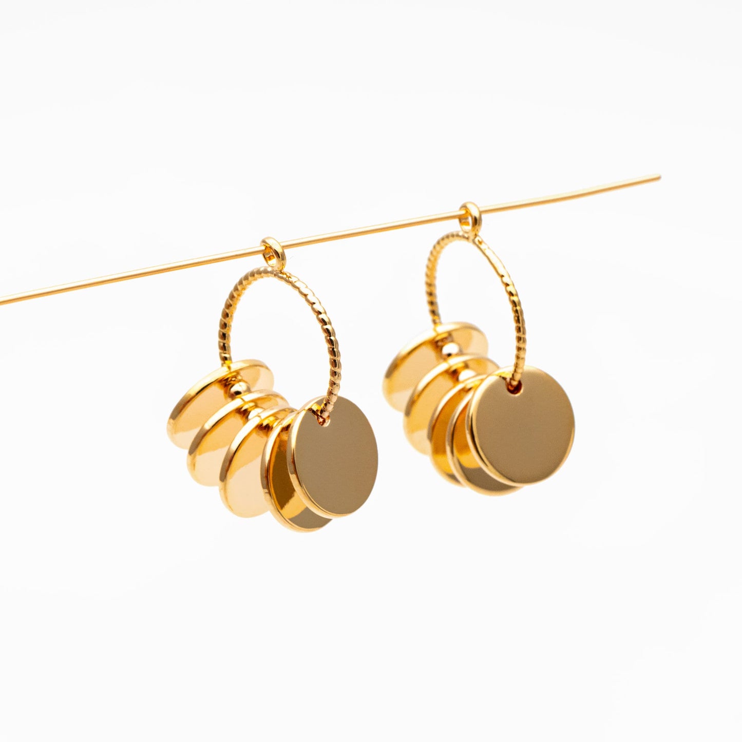 4pcs Gold Round Disc Charm, Gold plated Brass Earring Findings, Jewelry Making, Diy Material, Jewelry Supplies (GB-4411)