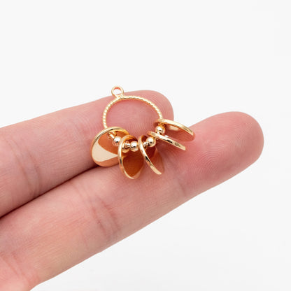 4pcs Gold Round Disc Charm, Gold plated Brass Earring Findings, Jewelry Making, Diy Material, Jewelry Supplies (GB-4411)