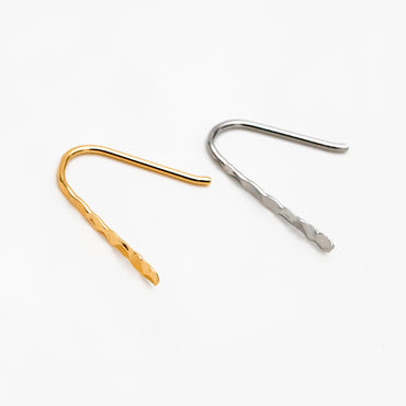 10pcs Gold/ Silver Hammered Ear Hooks, Gold/ Rhodium plated Brass, Minimalist Bar Earrings (GB-4429)