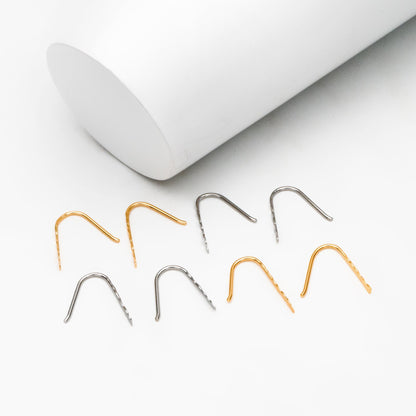 10pcs Gold/ Silver Hammered Ear Hooks, Gold/ Rhodium plated Brass, Minimalist Bar Earrings (GB-4429)