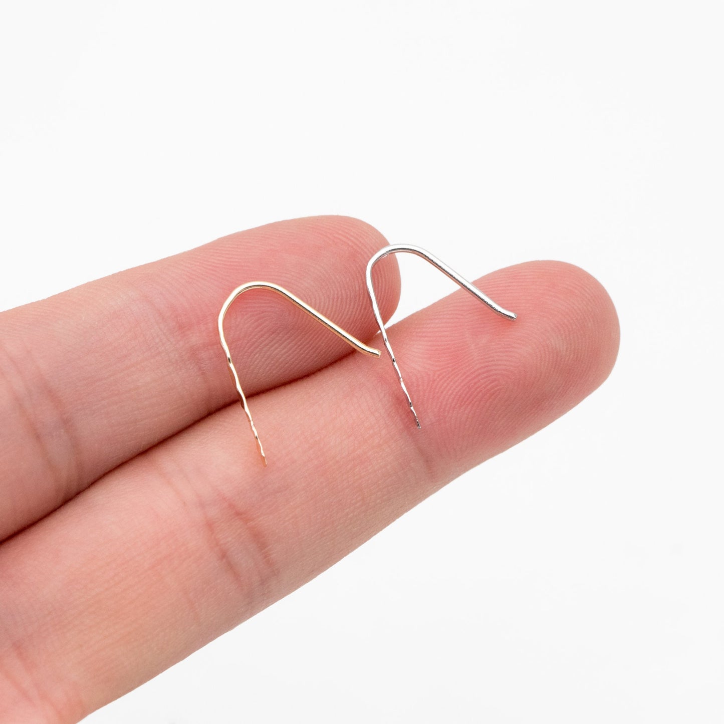 10pcs Gold/ Silver Hammered Ear Hooks, Gold/ Rhodium plated Brass, Minimalist Bar Earrings (GB-4429)