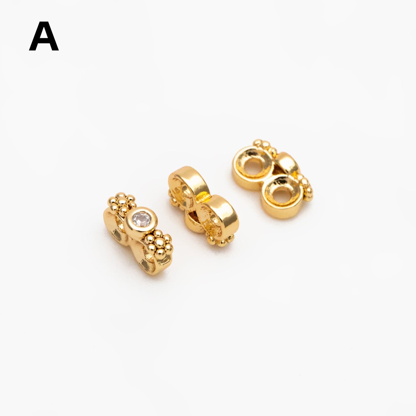 10pcs CZ Pave Gold Flower Connectors, 18K Gold plated Brass, Multi Loop Charms (GB-4428)
