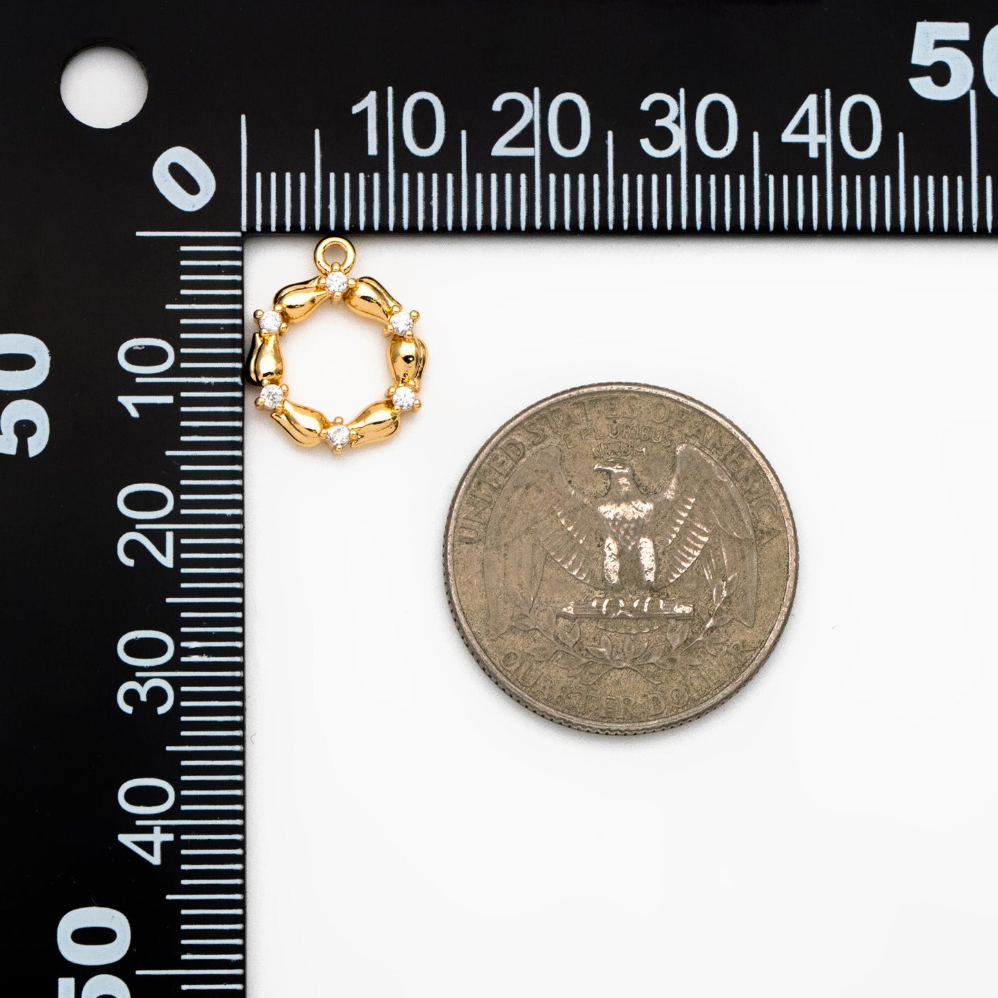 4pcs CZ Pave Gold Garland Charms, 18K Gold plated Brass, Flower Pendants (GB-321-J)