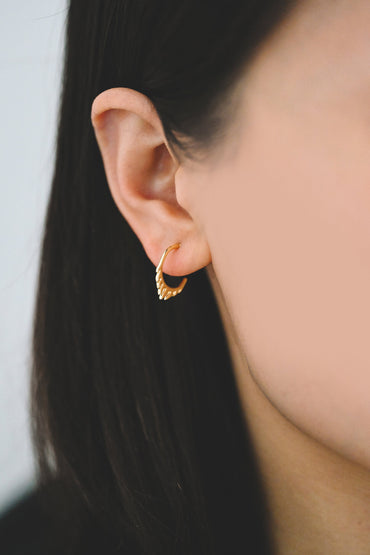 10pcs Gold Flame Round Circle Earrings, Gold plated Brass, Minimalist Geometric Hoop Stud Earrings (GB-4062)
