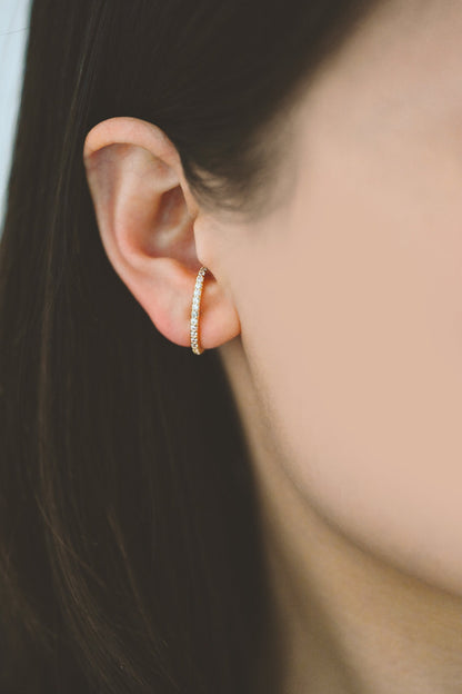 4pcs CZ pave Gold C Shaped Earrings, Gold Plated Brass Bar Stud Earrings (GB-4087)