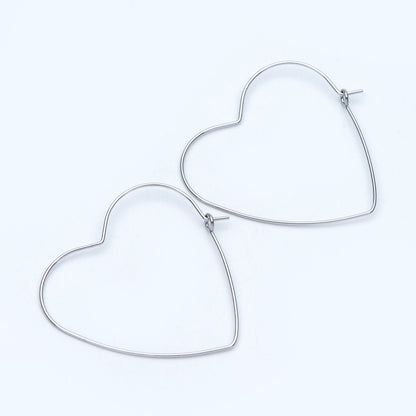 10pcs Gold/ Silver Tone Heart Earring Hoops, Geometric Earring Components (GB-698)