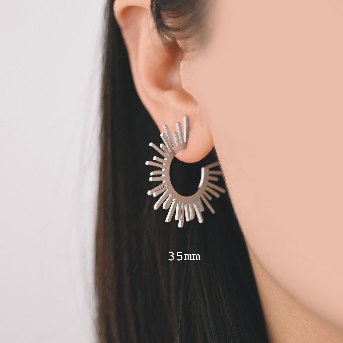 10pcs Gold/ Silver Tone Sun Round Earrings 20/35mm, Gold/ Rhodium plated Brass Sun Jewelry, Sun earrings (#GB-1227)