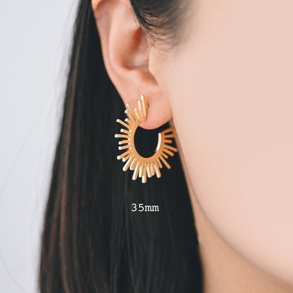 10pcs Gold/ Silver Tone Sun Round Earrings 20/35mm, Gold/ Rhodium plated Brass Sun Jewelry, Sun earrings (#GB-1227)