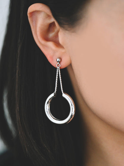 4pcs Gold/ Silver tone Circle Chain Earrings, Gold/ Rhodium Plated Brass Drop Earrings, Dangle Earring (GB-4293)