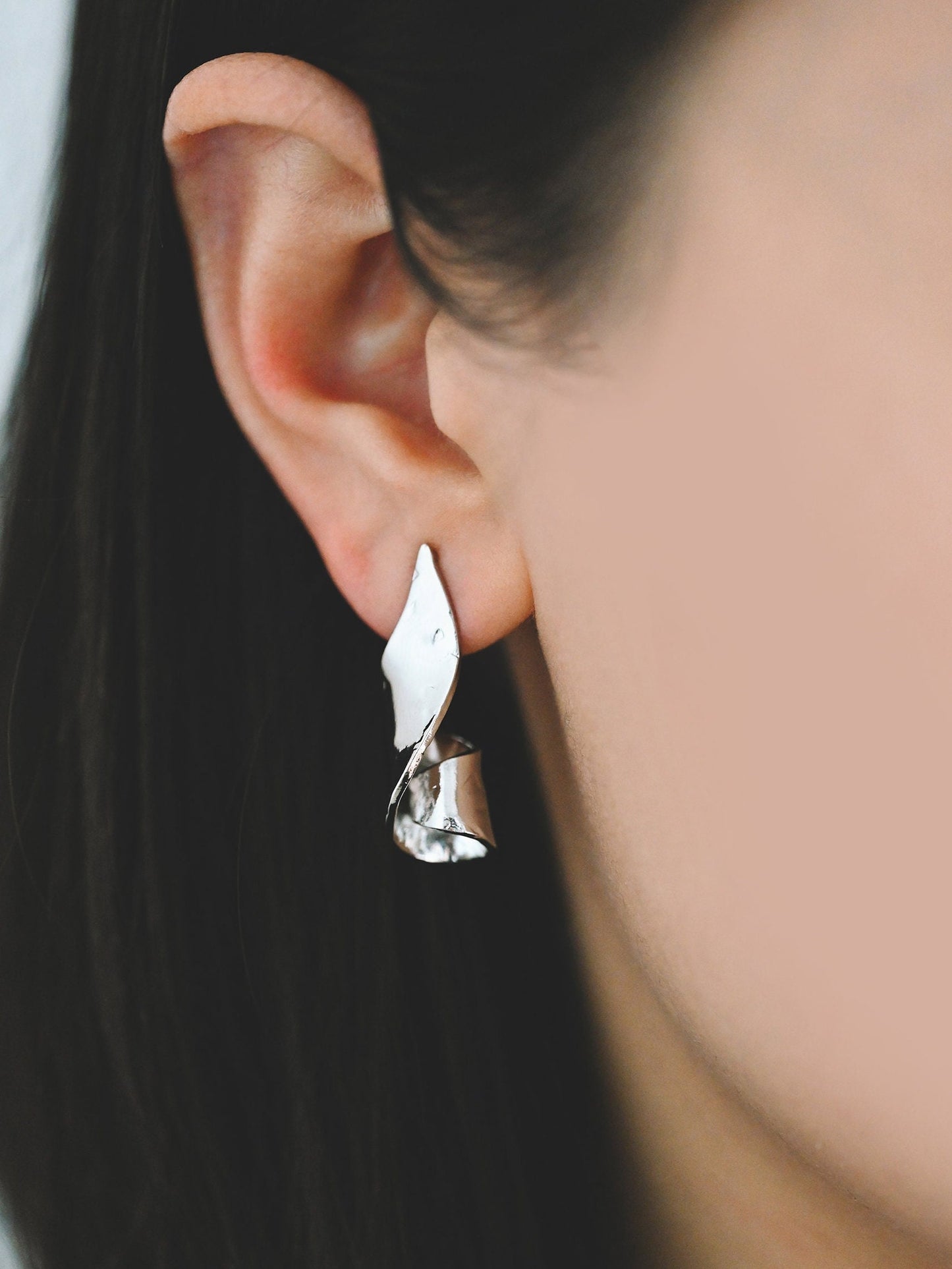 4pcs Gold/ Silver Curly Stud Earrings, 18K Gold/ Rhodium plated Brass, Unique Earrings (GB-4312)