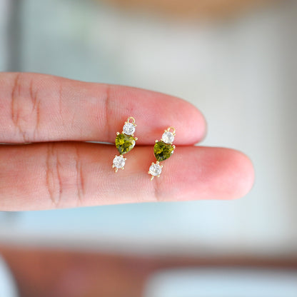 10pcs CZ Pave Heart Connectors, Clear/ Pinkish Red/ Olive Green (GB-1237)