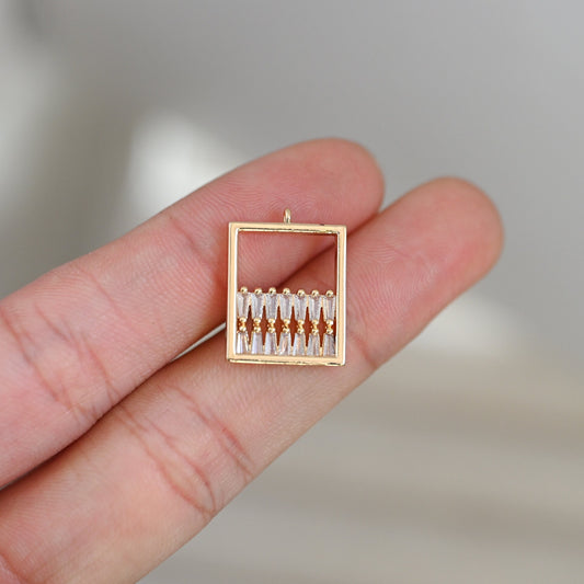 4pcs CZ paved Rectangle Charms 14x18mm, 18K Gold plated Brass, Geometric Square Pendants (GB-1262)