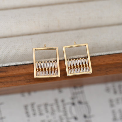 4pcs CZ paved Rectangle Charms 14x18mm, 18K Gold plated Brass, Geometric Square Pendants (GB-1262)