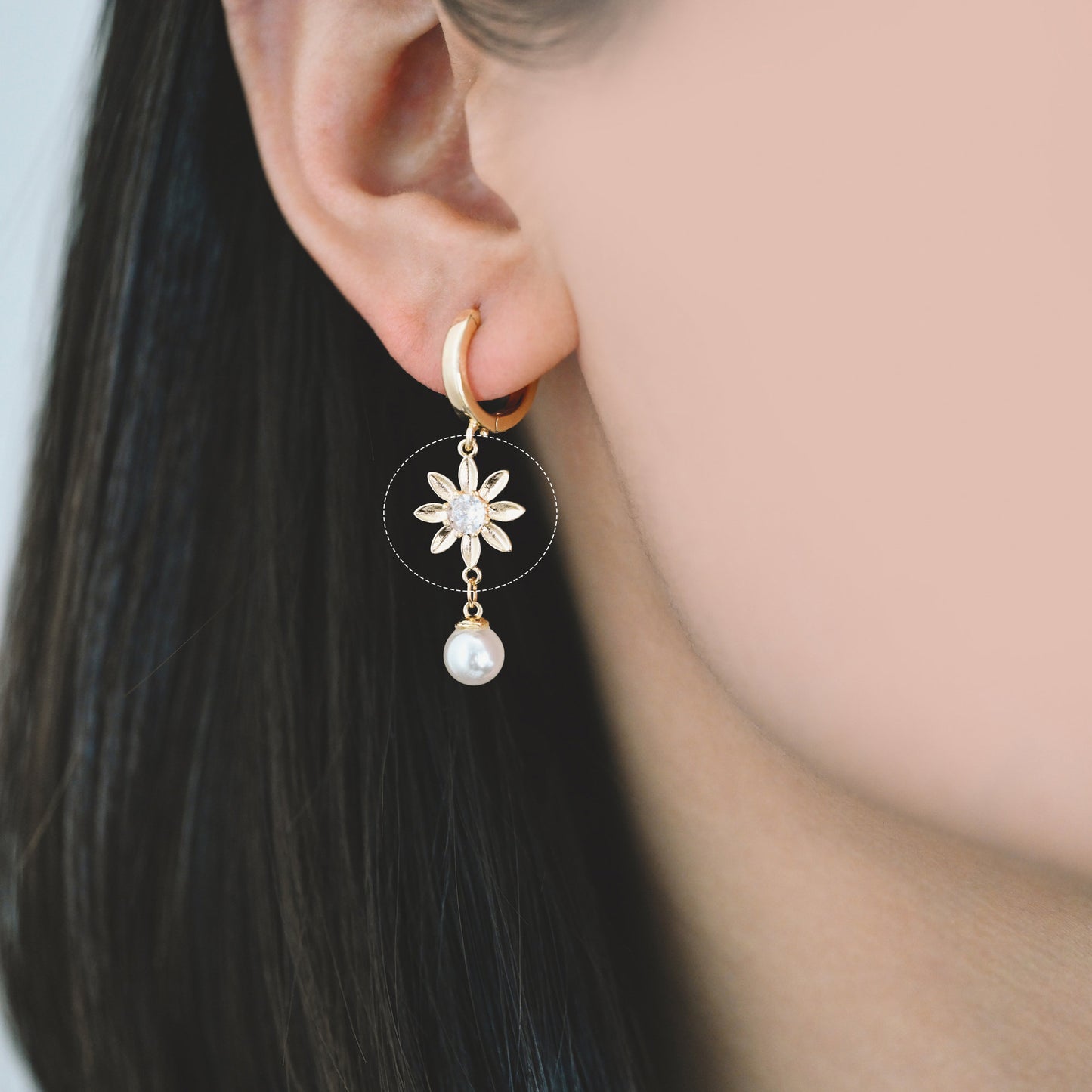 10pcs CZ Pave Gold Flower Charms 12x15mm, 18K Gold plated Brass, Floral Connector Pendants (GB-3780-I)