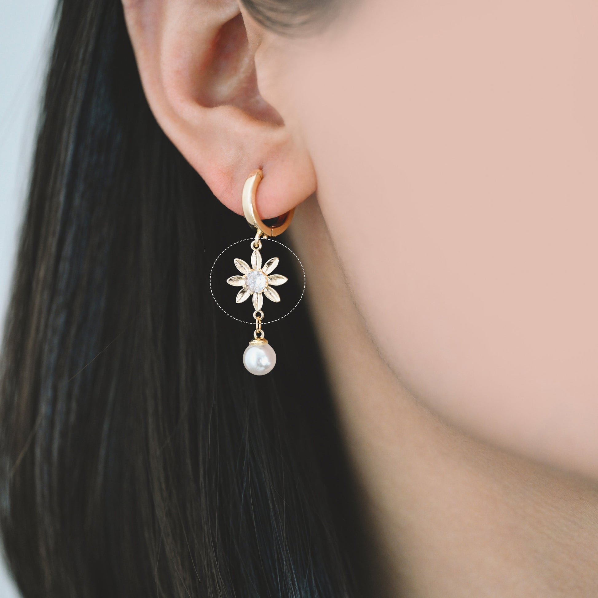 10pcs CZ Pave Gold Flower Charms 12x15mm, 18K Gold plated Brass, Floral Connector Pendants (GB-3780-I)