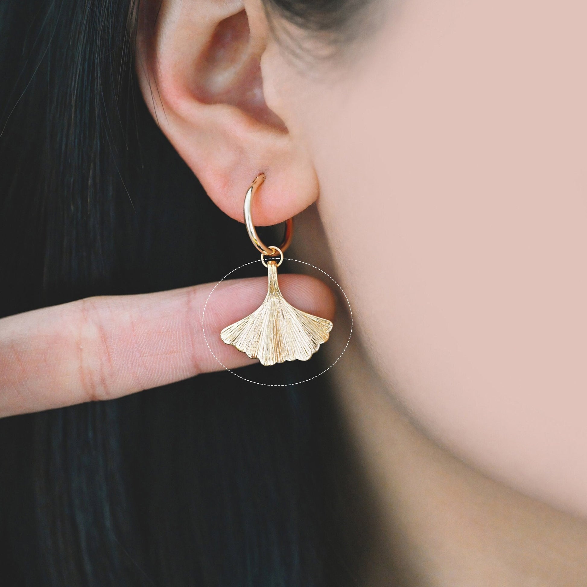 10pcs Gold Fan Shaped Charm 19x21mm, 18K Gold plated Ginkgo Leaf charm (GB-214-C)