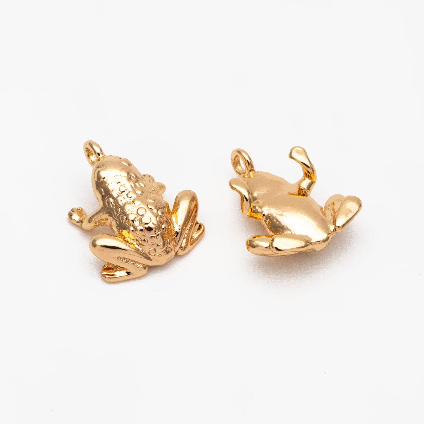 10pcs Gold/ Silver 3D Frog Charm, 18K Gold/ Rhodium Plated Brass, Toad Charms (GB-4358)