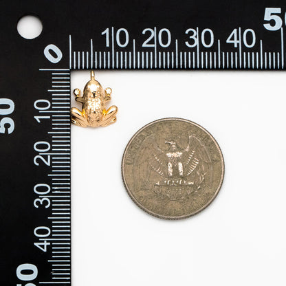 10pcs Gold/ Silver 3D Frog Charm, 18K Gold/ Rhodium Plated Brass, Toad Charms (GB-4358)