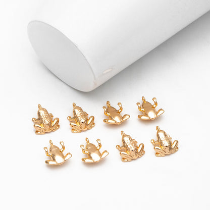 10pcs Gold/ Silver 3D Frog Charm, 18K Gold/ Rhodium Plated Brass, Toad Charms (GB-4358)