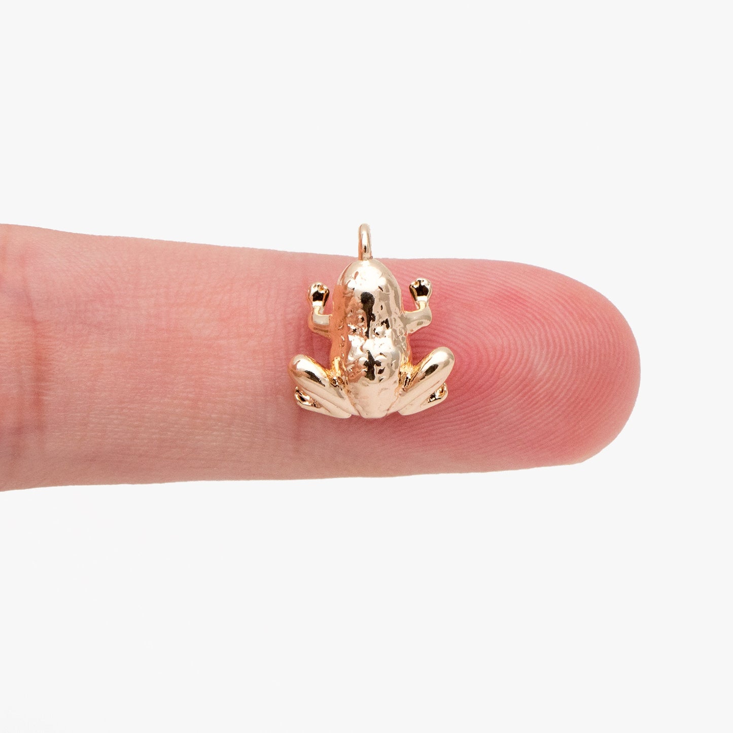 10pcs Gold/ Silver 3D Frog Charm, 18K Gold/ Rhodium Plated Brass, Toad Charms (GB-4358)