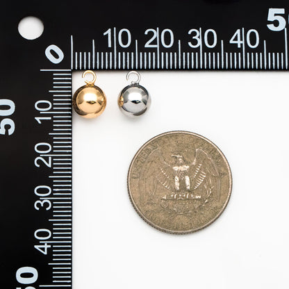 10pcs Gold/ Silver Sphere Charms 8mm, Real Gold/ Rhodium plated Brass, Round Ball Pendants (GB-4360)