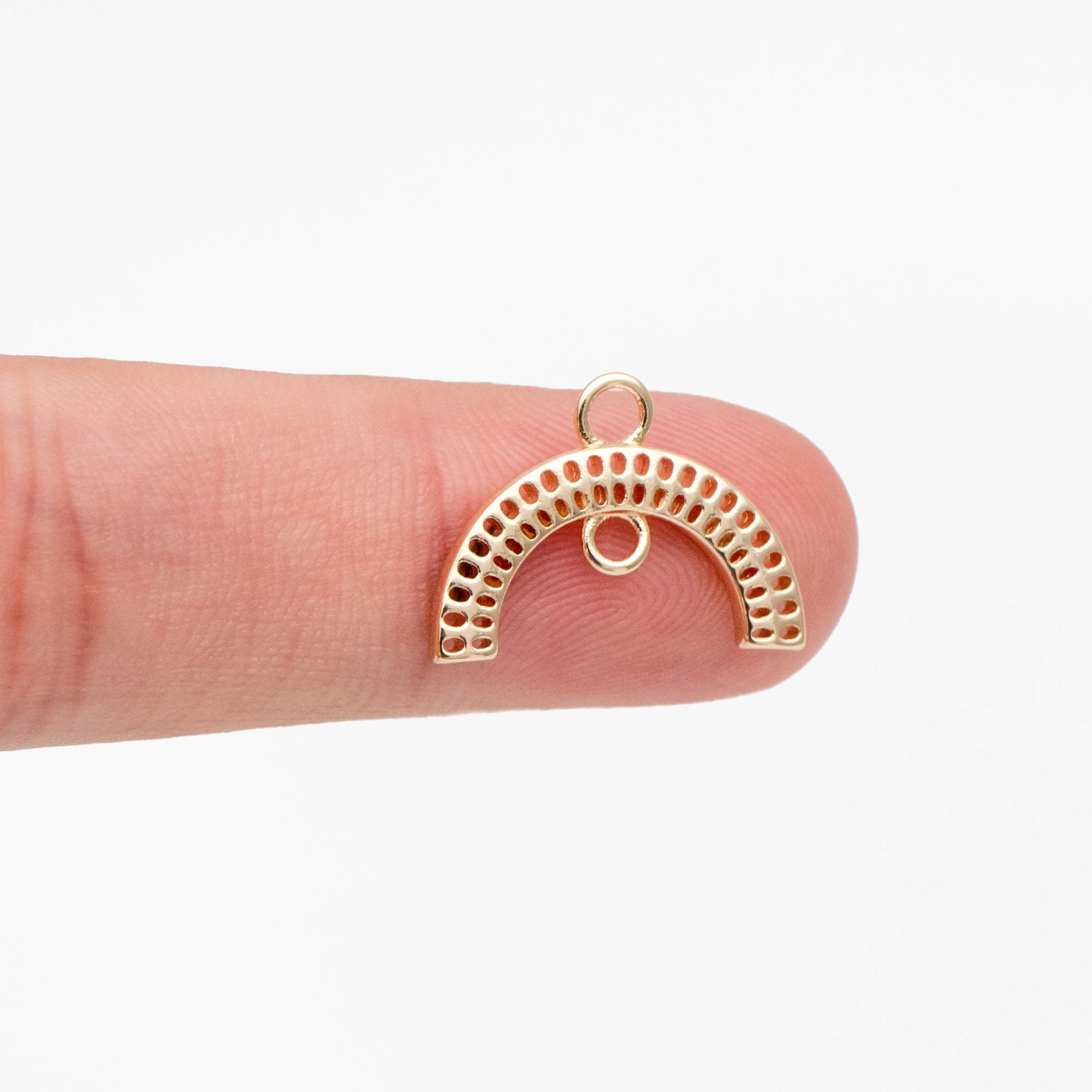 10pcs Gold Rainbow Charm Connectors, 18K Gold plated Brass, Arch Earring Charms (GB-4376)