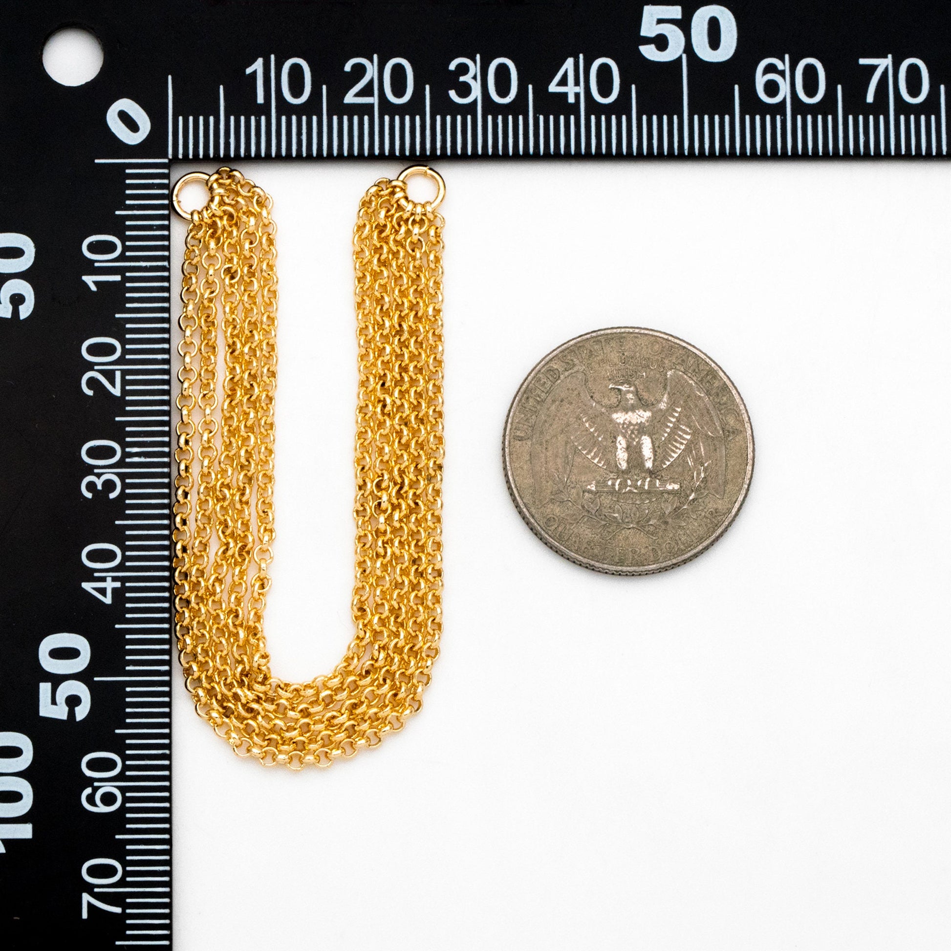 4pcs Dangle Gold Chain Connector, Gold plated Brass, Necklace Bracelet Components (GB-4378)