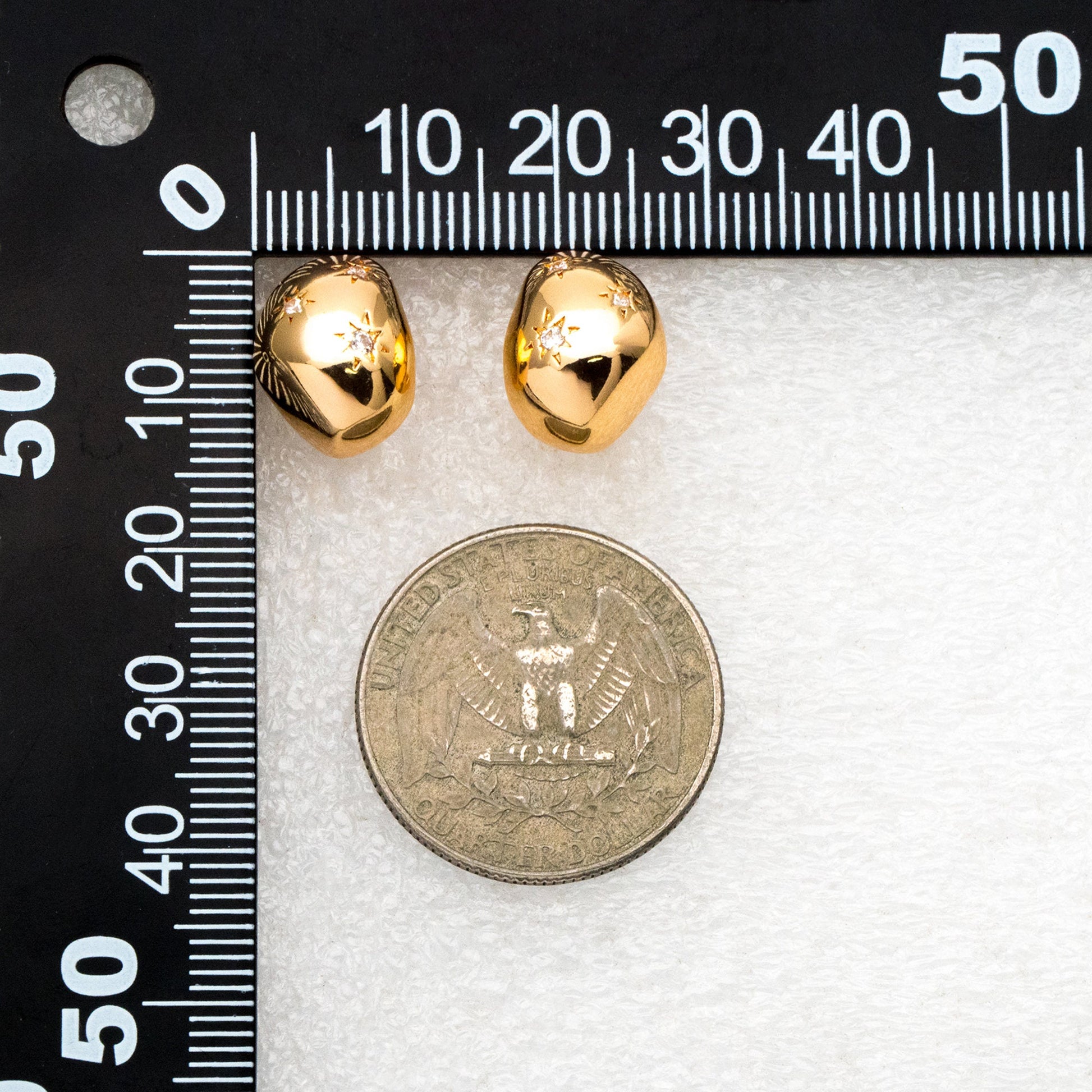 4pcs CZ Pave Gold Star Chunky Earrings, 18K Gold plated Brass, Hoop Stud Earrings (GB-4379)