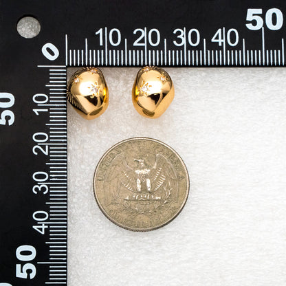 4pcs CZ Pave Gold Star Chunky Earrings, 18K Gold plated Brass, Hoop Stud Earrings (GB-4379)