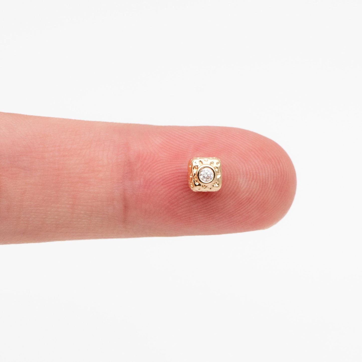 10pcs CZ pave Gold Cube/ Heart Beads 5mm, 18K Gold plated Brass Spacer Beads, Jewelry Making, Diy Material, Jewelry Supplies (GB-2956-A)