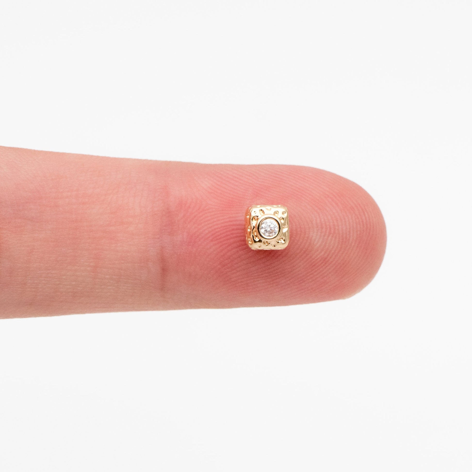 10pcs CZ pave Gold Cube/ Heart Beads 5mm, 18K Gold plated Brass Spacer Beads, Jewelry Making, Diy Material, Jewelry Supplies (GB-2956-A)