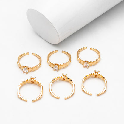 4pcs Oval CZ Pave Gold Finger Ring, Modern Style Ring, Fashion Rings, Dainty Rings, Adjustable Ring (#GB-4419)