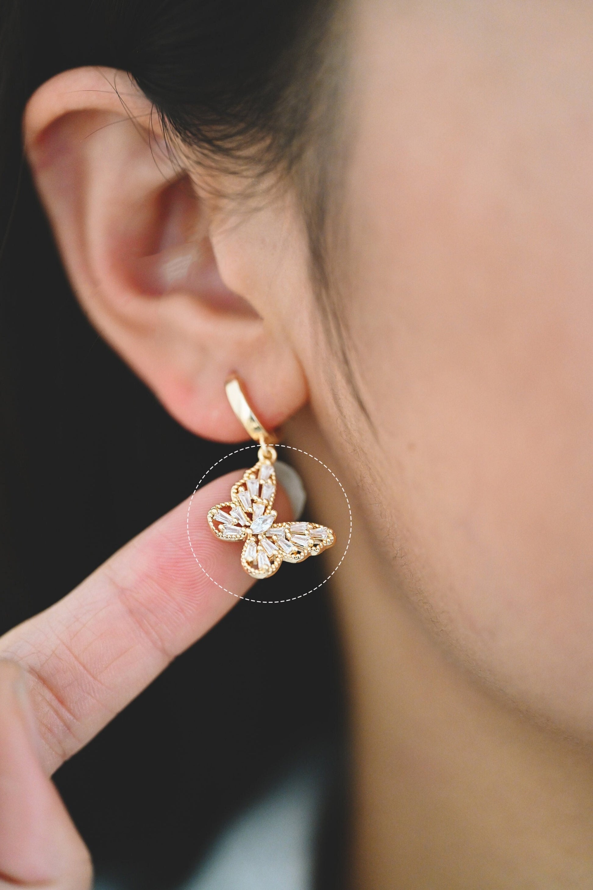 4pcs Gold plated Brass Hollow Butterfly Charms, CZ pave Butterfly Filigree Pendants (GB-3561-B)